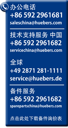 HÜBERS Office China +86 592 2961681 · Technical Custumer Service Tel. +86 592 2961682 · Spare Part Service +86 592 2961682